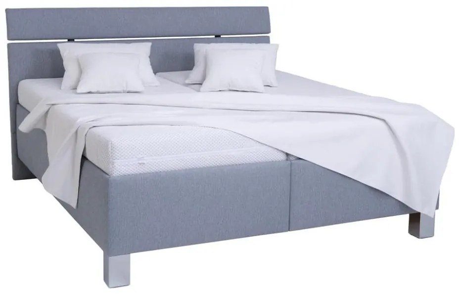 Pat tapițat ALIS 180x200 cm, gri deschis, cu spațiu de depozitare, fără saltea