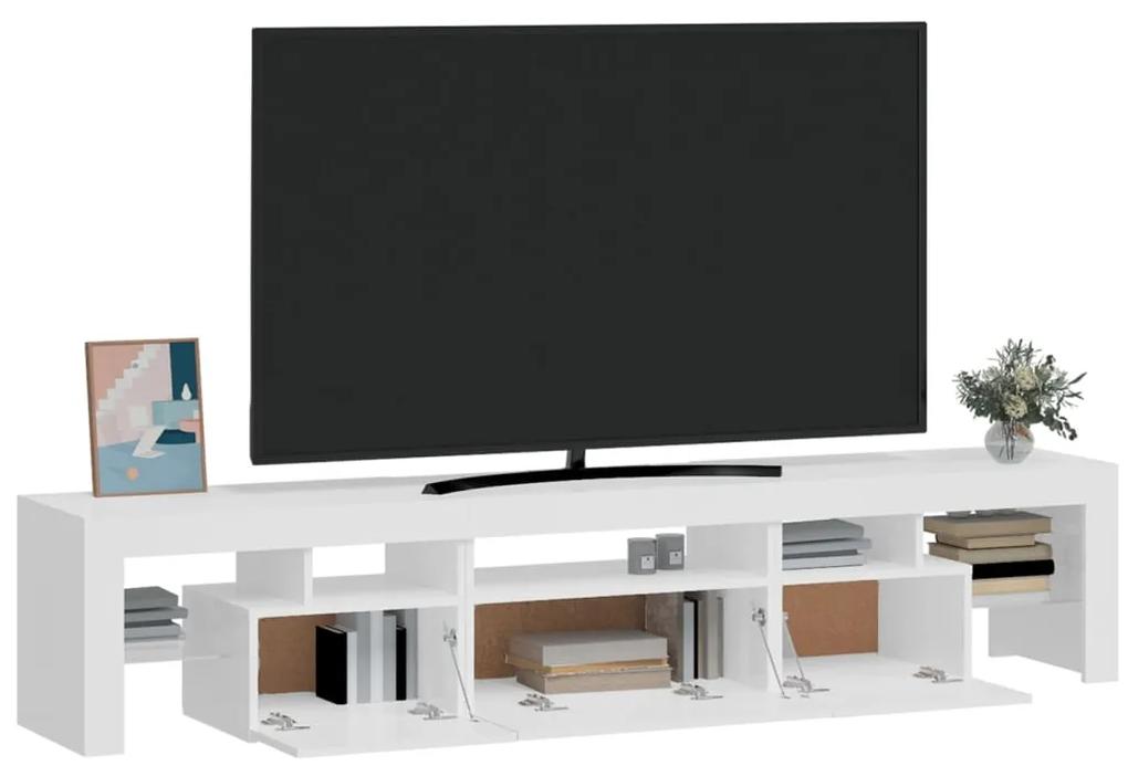 Comoda TV cu lumini LED, alb extralucios, 200x36,5x40 cm 1, Alb foarte lucios, 200 x 36.5 x 40 cm