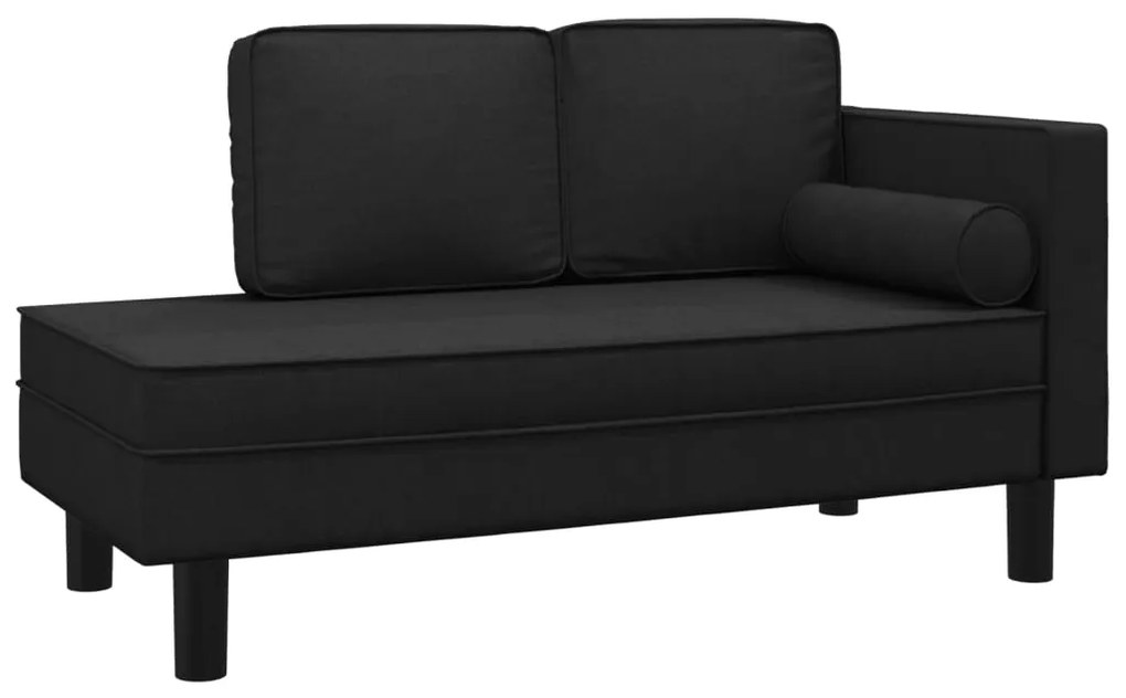 355020 vidaXL Șezlong cu perne și pernuță cilindrică negru material textil