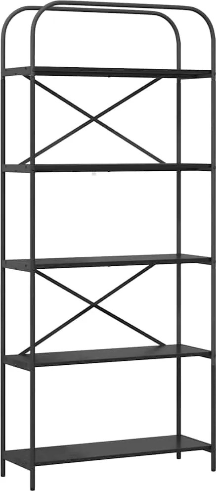 vidaXL Raft pentru cărți Stejar Negru 80 x 30 x 183 cm Lemn compozit