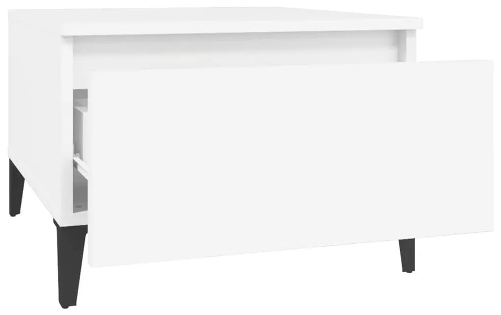 Mese laterale, 2 buc., alb, 50x46x35 cm, lemn compozit 2, Alb