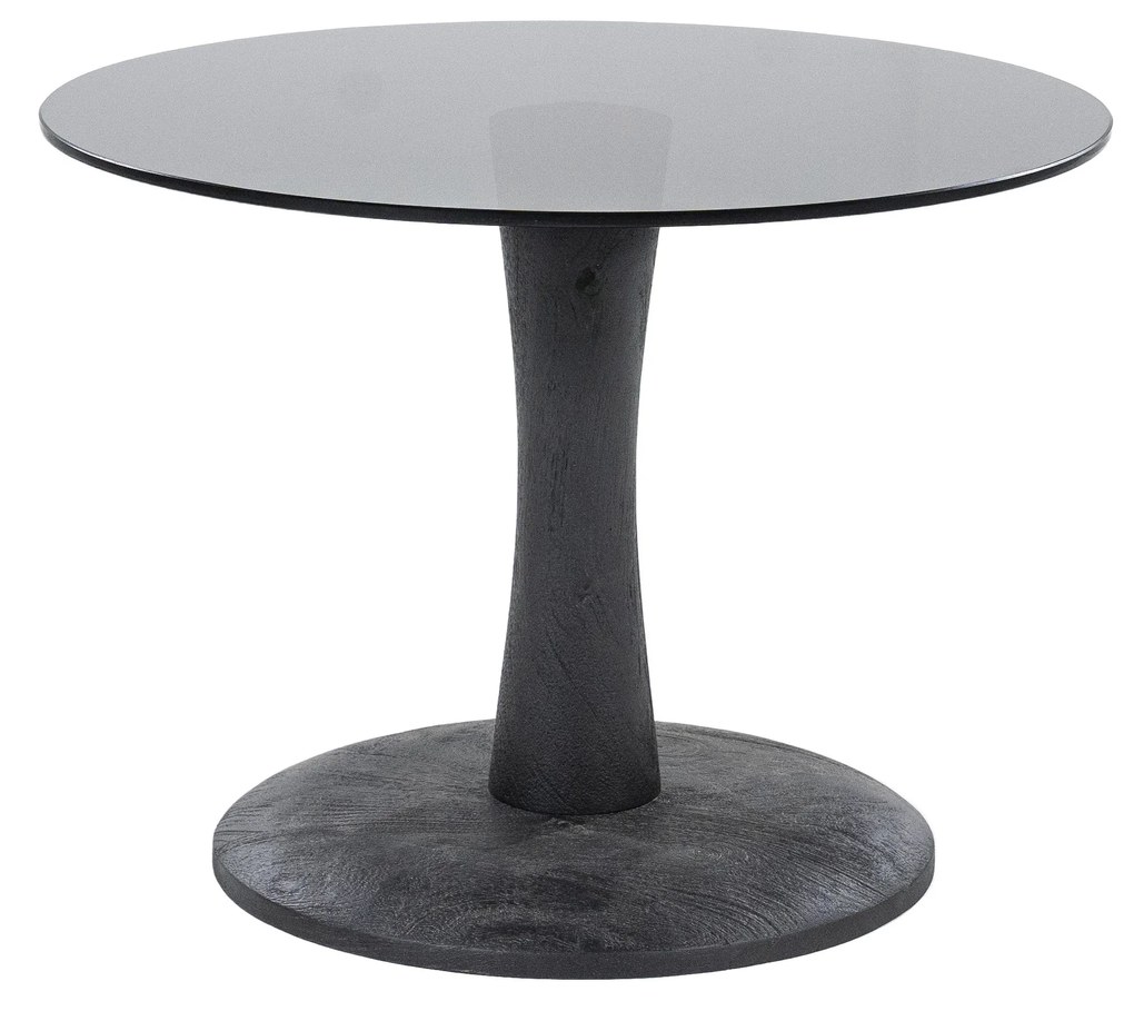 Masuta de cafea rotunda din lemn de mango si sticla Boogie 55x55x40 cm neagra