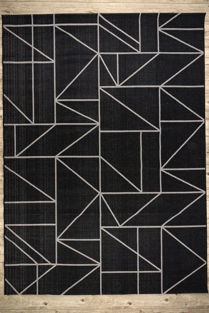 Covor sisal Floorlux 20605 negru si argint Triunghiuri, Geometric - SECUNDAR-COTATI PRODUSUL