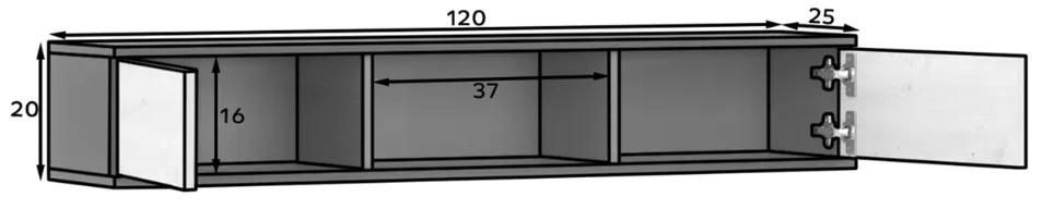 Polita cu dulapuri LANZZI 120 cm, neagra