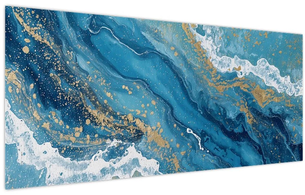 Tablou - Marmură bleu cu aur II. (120x50 cm)