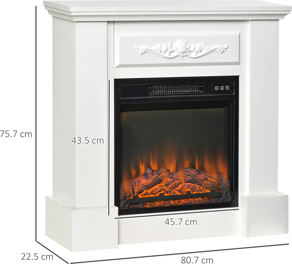 HOMCOM Șemineu Electric de Podea 1800W cu Efect de Flacără, Telecomandă și Timer | Aosom Romania