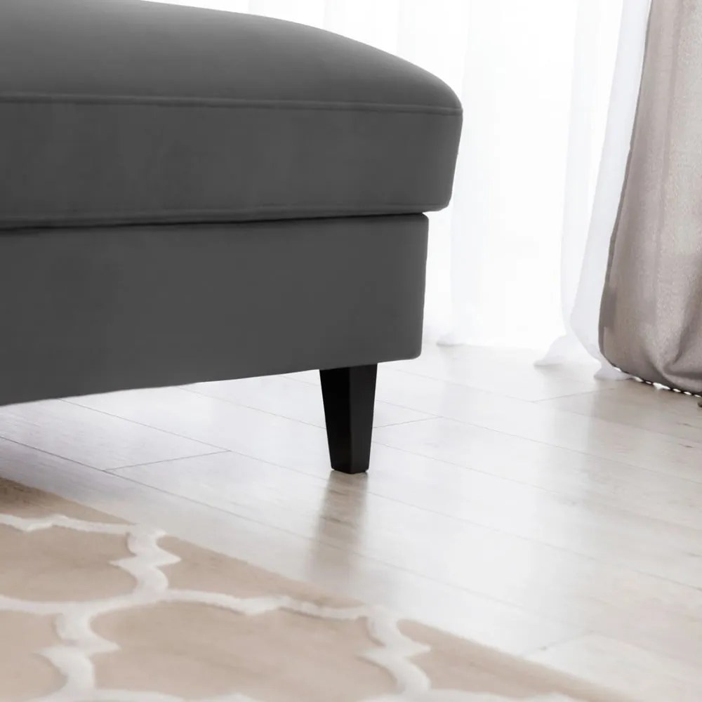 Colțar gri închis extensibil/cu spațiu de depozitare cu tapițerie din catifea (cu colț pe partea dreaptă/cu șezlong) Foble – ELTAP