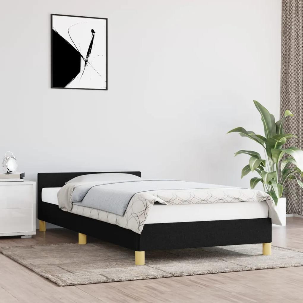 347377 vidaXL Cadru de pat cu tăblie, negru, 90x190 cm, textil