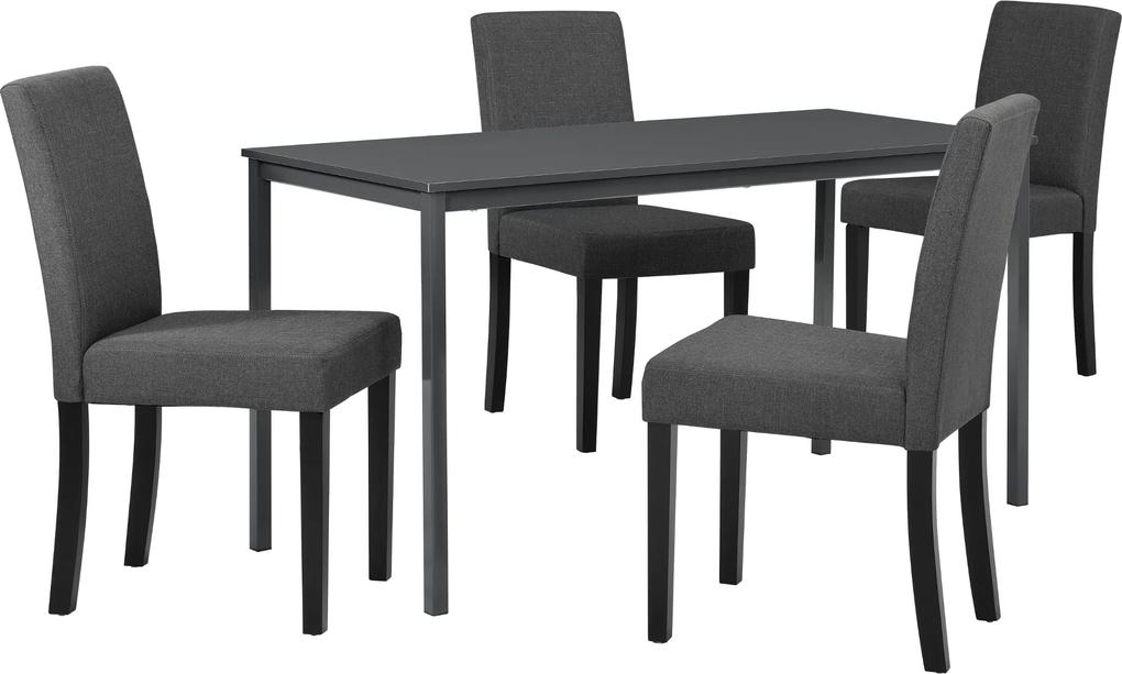 [en.casa]® Masa de bucatarie/salon design elegant (140x60cm) - cu 4 scaune tesatura eleganta  - gri inchis