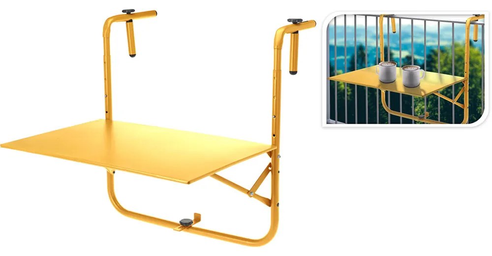 MASUTA PLIABILA BALCON/TERASA, 60X43 CM, METAL, GALBEN