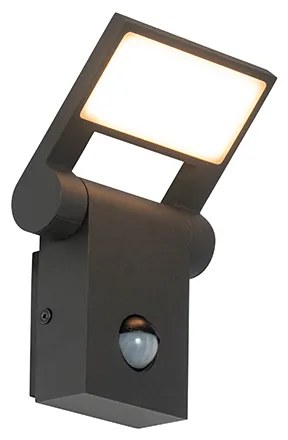 Aplică de perete exterioară antracit cu LED IP54 cu senzor de mișcare - Zane
