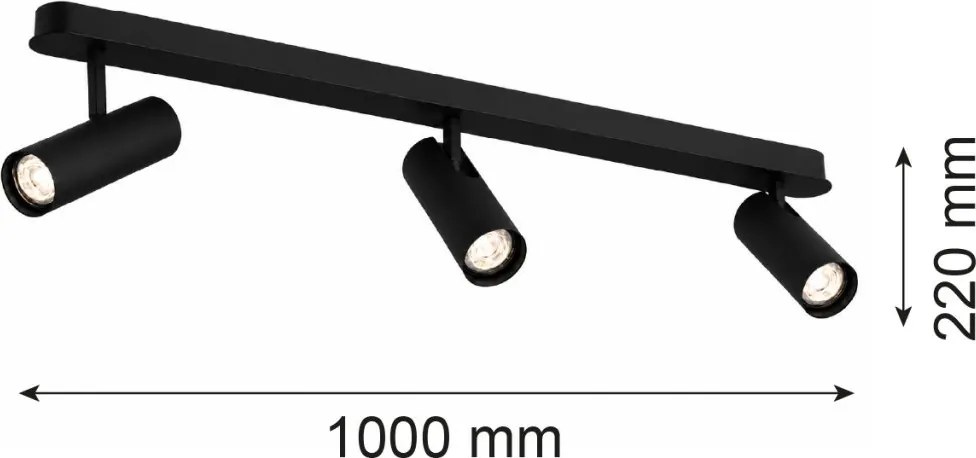 Plafoniera cu 3 spoturi directionabile cu bec GU10 Linca negru
