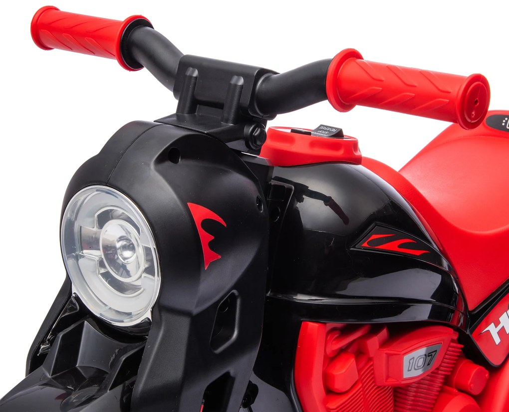 AIYAPLAY Motocicletă electrică pentru copii 2-5 ani, 3 roți, 6 V, 3 km/h, cu funcție de bule, efecte luminoase și sonore, roșu | Aosom Romania