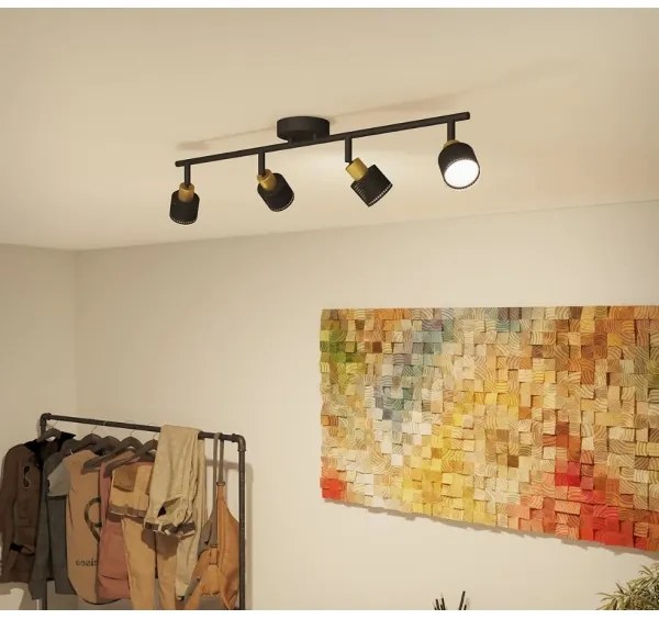 Spot Philips NIALL 4xGU10/5W/230V negru/alamă