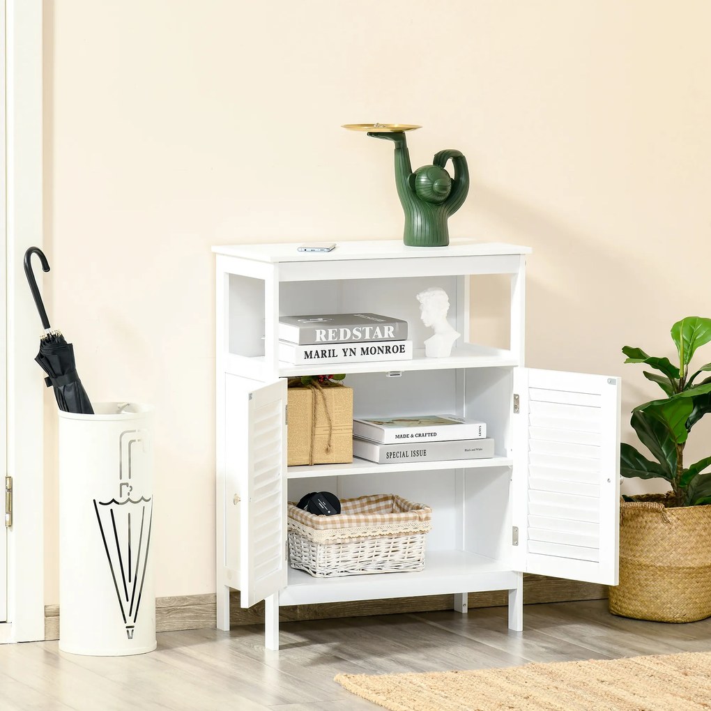 Dulapior pentru baie cu usi cu doua canaturi economie spatiu rezistent la umezeala din MDF alb 60 x 30 x 81.6cm kleankin | Aosom Romania