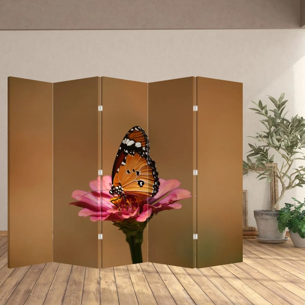Paravan - Fluture pe floare (210x170 cm)