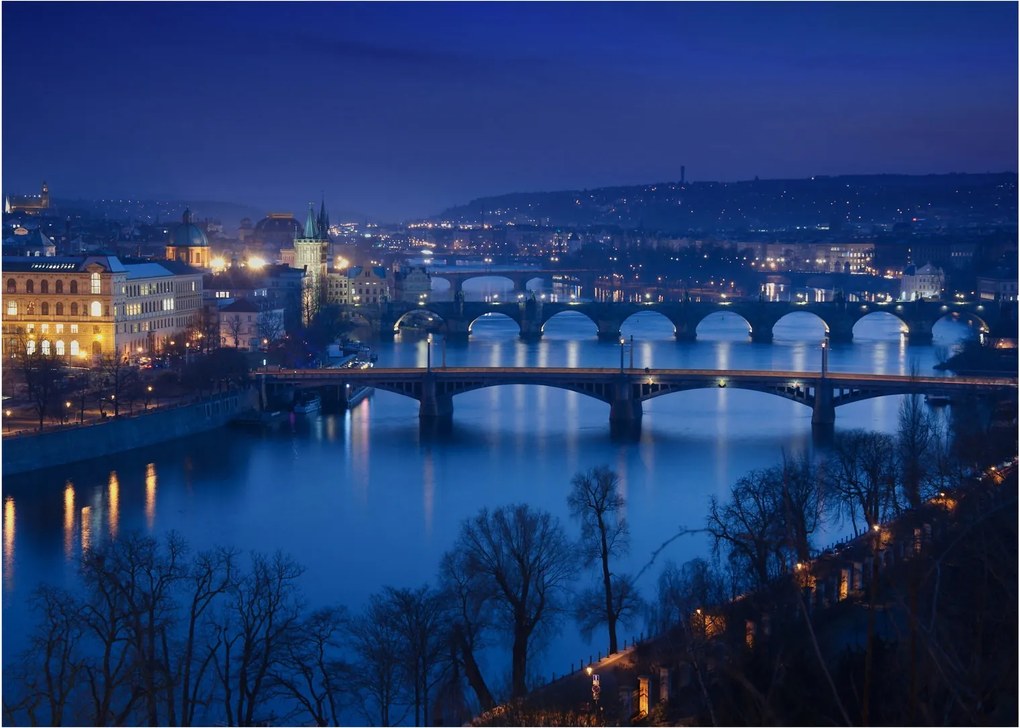 Tablou pe sticlă cu podurile din Praga (70x50 cm)