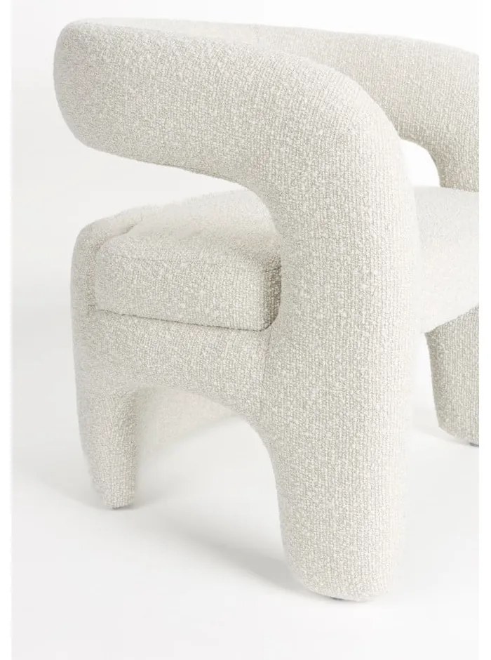Fotoliu alb cu tapițerie din țesătură bouclé Nova – White Label