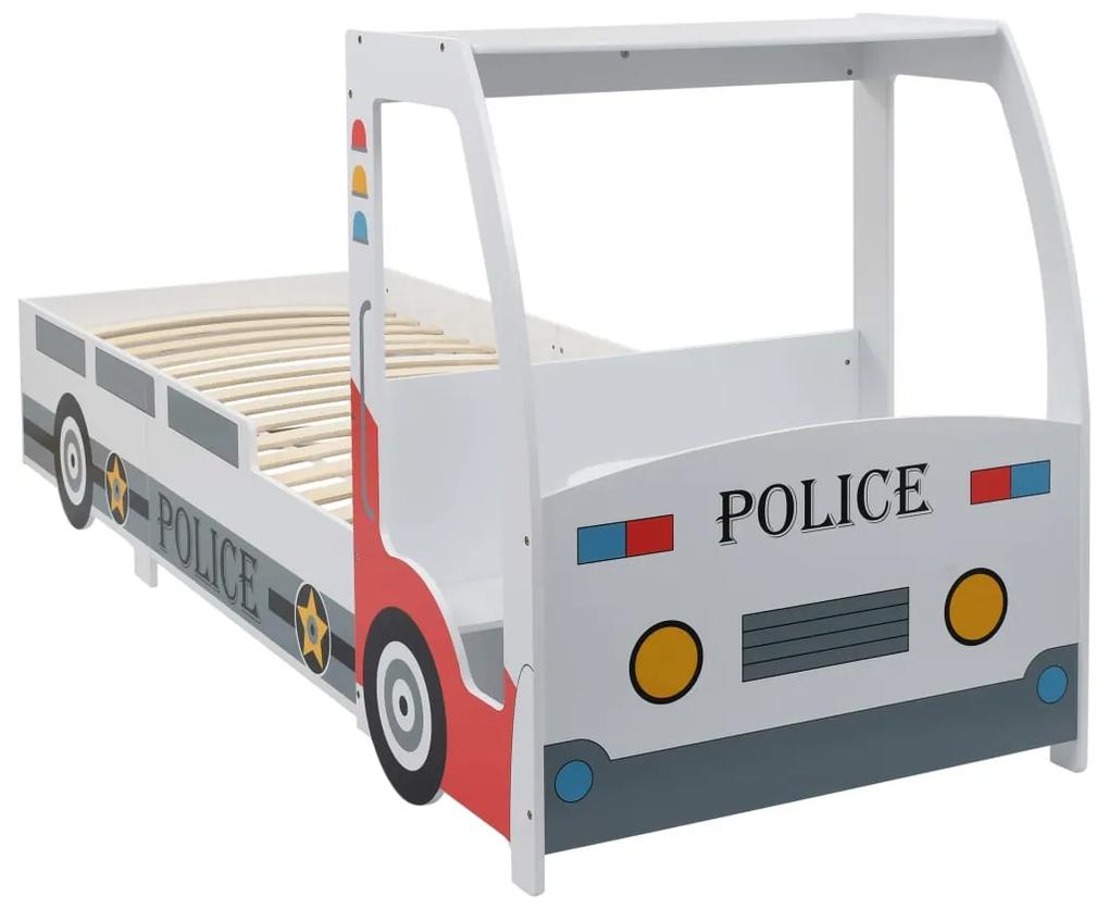 244012 vidaXL Pat de copii cu birou tip mașină de poliție, 90x200 cm