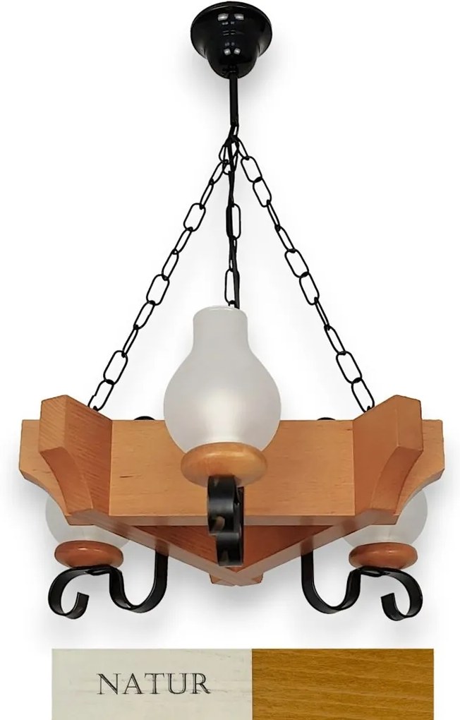 Candelabru rustic fabricat manual din lemn dim.40x40cm, 3 brate Queen WOOD-QU-SP3