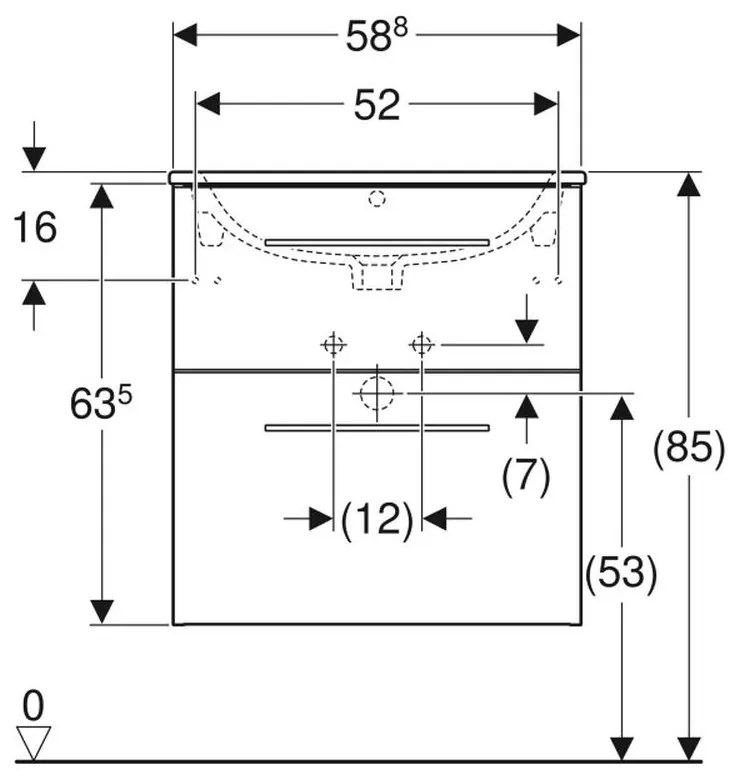 Set dulap baie cu lavoar incastrat Geberit Selnova Square, 60 cm, gri inchis mat Gri inchis