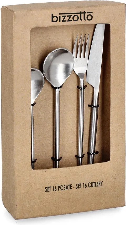 Tacâmuri argintii din oțel inoxidabil 16 buc. pentru 4 persoane Bronte – Bizzotto