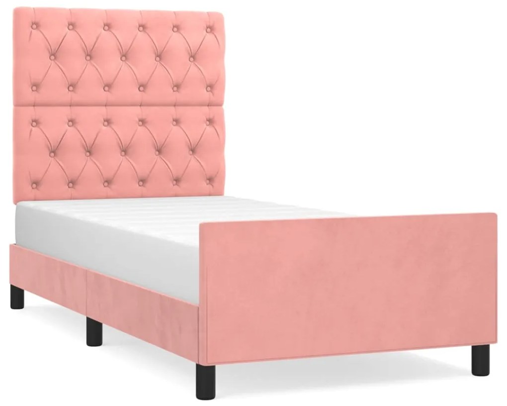 3125909 vidaXL Cadru de pat cu tăblie, roz, 80x200 cm, catifea
