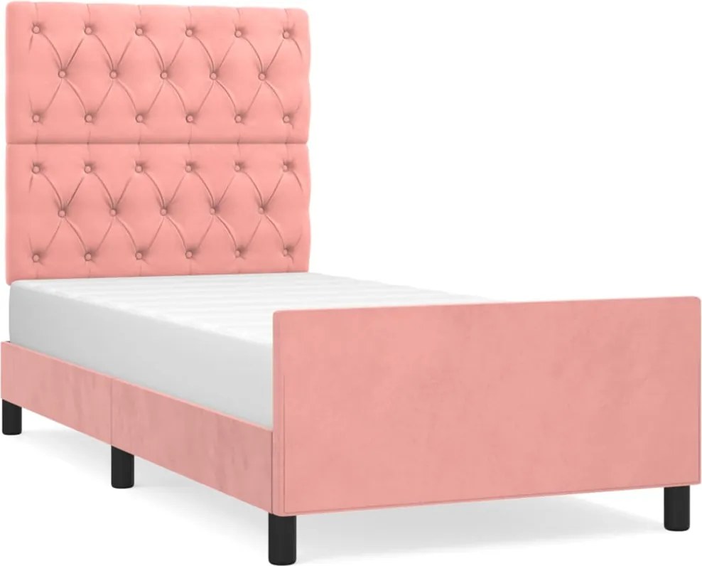vidaXL Cadru de pat cu tăblie, roz, 80x200 cm, catifea