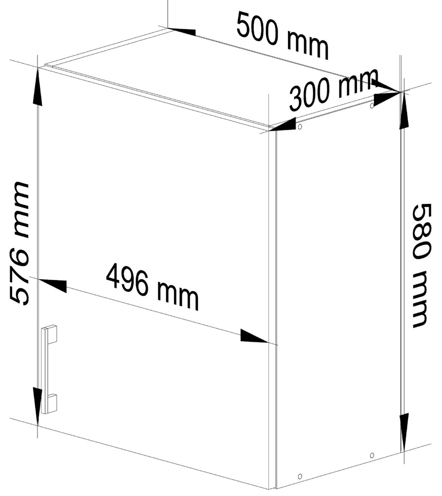 Dulap superior de bucătărie Lula w50 580 (Alb + stejar sonoma). 1068829