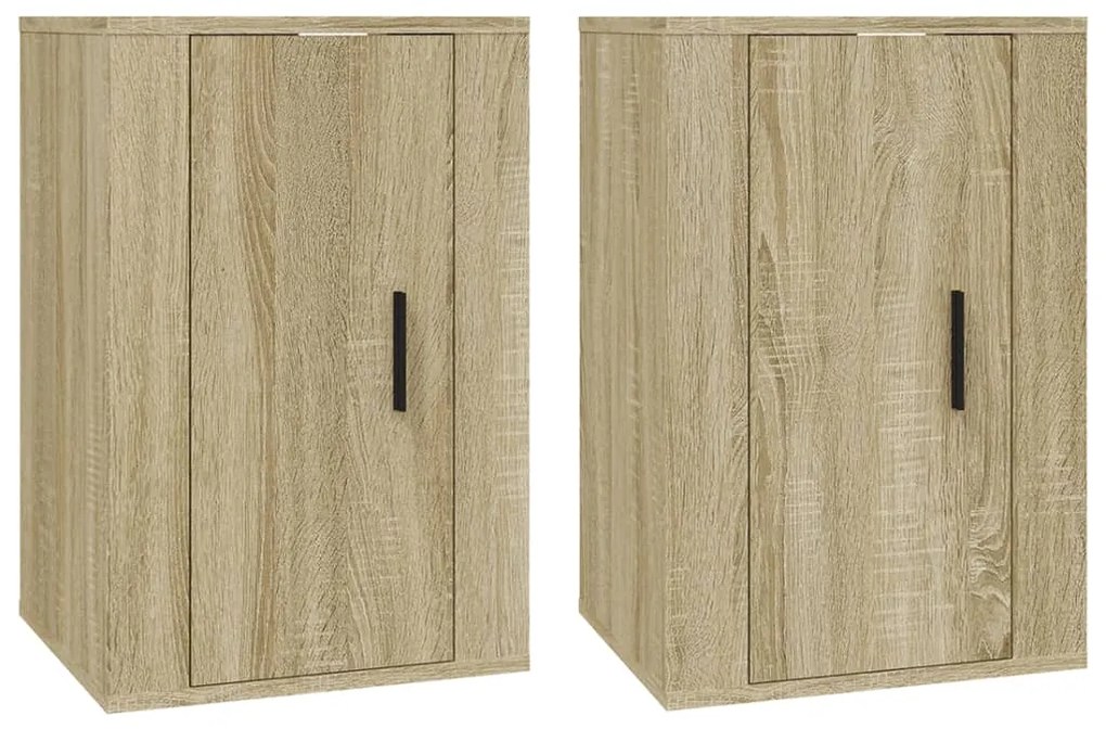 816663 vidaXL Dulapuri TV montate pe perete 2 buc stejar sonoma 40x34,5x60 cm