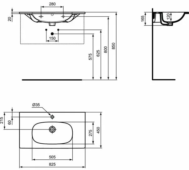 Lavoar pe mobilier Ideal Standard Tesi 82,5 cm