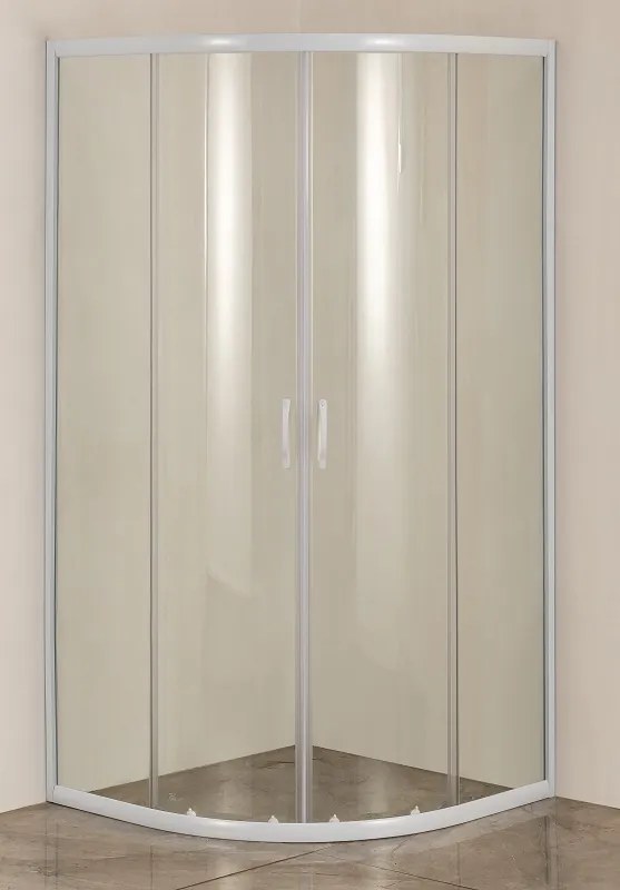 KRONER Cabina dus, kroner, ecoround, semirotunda, sticla securizata 4mm, transparenta, profil alb, 90x90x180 cm