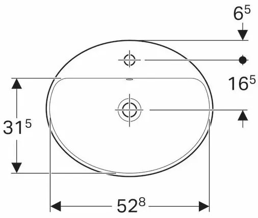 Lavoar incastrat Geberit Variform 55 cm cu orificiu baterie cu orificiu preaplin