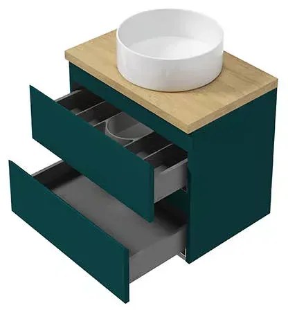 Dulap baie suspendat 60 cm, verde inchis mat, pentru lavoar, Defra Como 60 cm