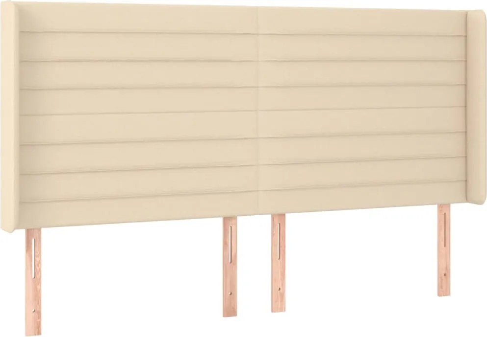 vidaXL Tăblie de pat cu aripioare, crem, 203x16x118/128 cm, textil