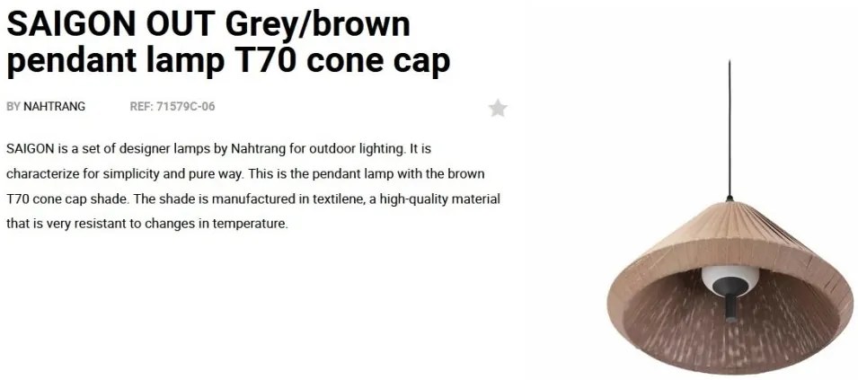 Lustra/Pendul iluminat exterior decorativ SAIGON cone T70 gri/maro