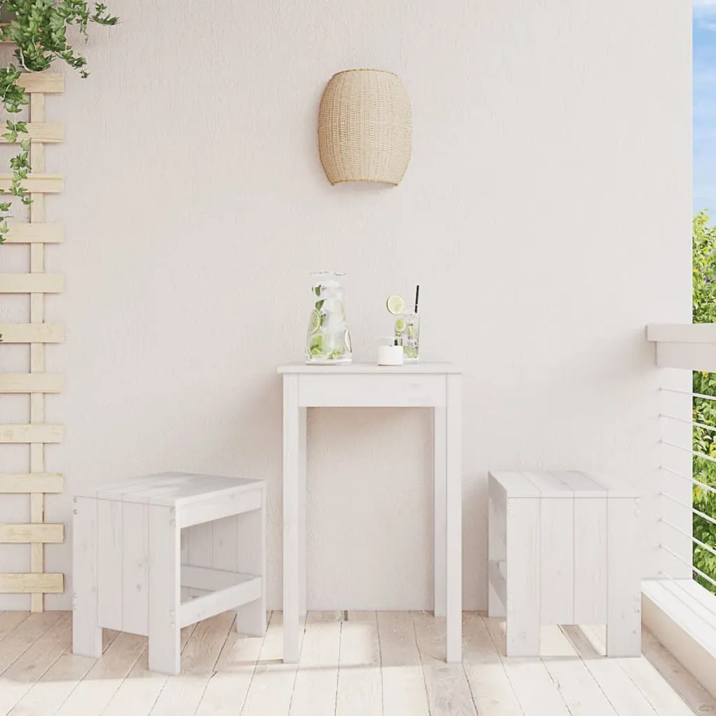 vidaXL Taburete de grădină, 2 buc., alb, 40x36x45 cm, lemn masiv pin