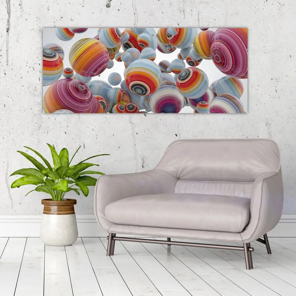 Tablou cu bile pictate (120x50 cm)