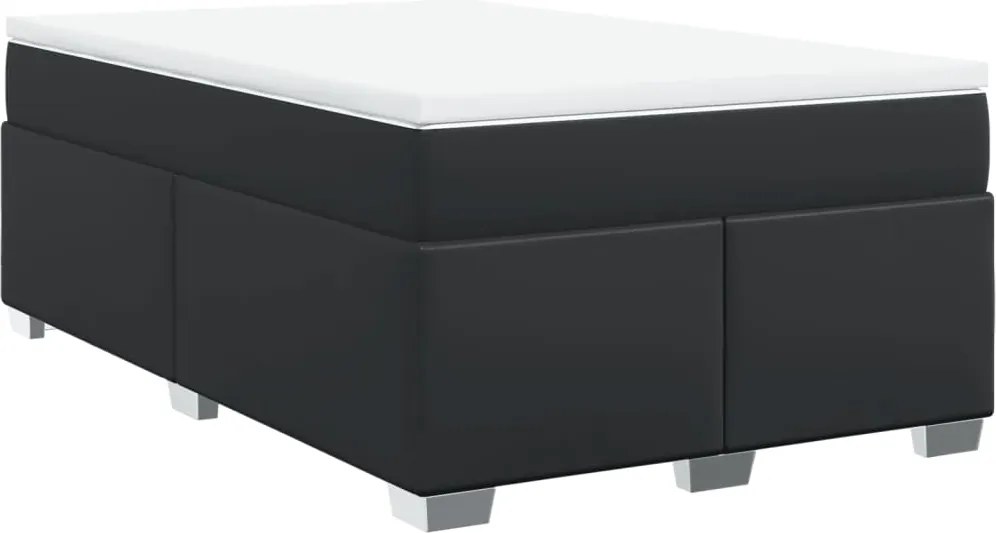 vidaXL Pat box spring cu saltea, negru, 120x190 cm, piele ecologică