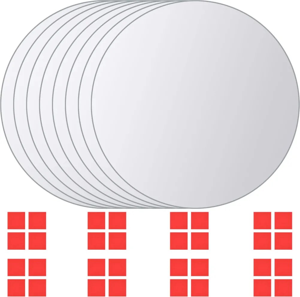 vidaXL Plăci de oglindă rotunde, sticlă, 8 buc