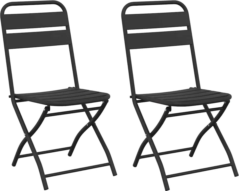 vidaXL Scaun pliabil pentru grădină 2 pcs Antracit 42 x 52 x 82cm