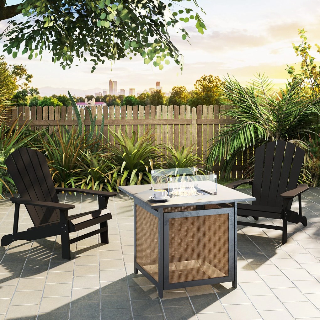 Outsunny Scaun Adirondack rezistent la intemperii din lemn pentru exterior, scaun de grădină cu spătar înalt și cotiere | Aosom Romania