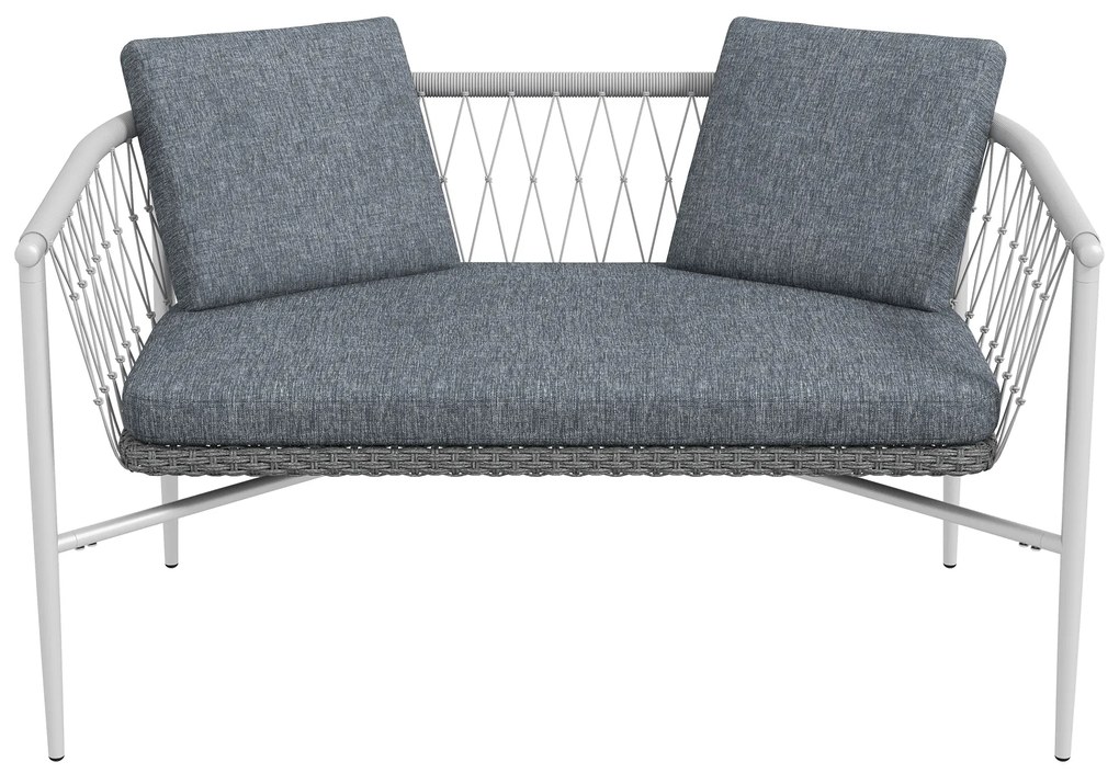 Outsunny Mobilier de grădină, 4 piese, Funcție de leagăn, Perne pentru șezut, Rattan PE, Cadru metalic, Gri | Aosom Romania