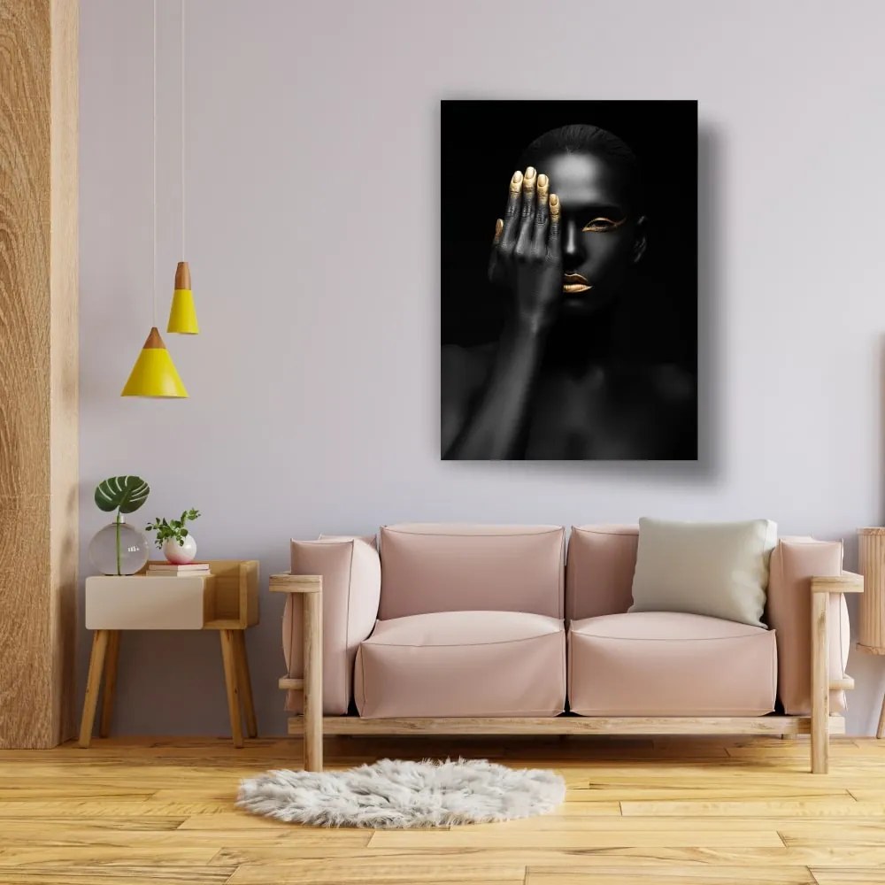 Tablou canvas black and gold eye - 80x120cm