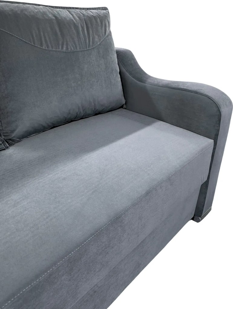 Canapea GIULIA extensibila, 3 locuri, cu lada de depozitare, catifea gri , 220x100x80 Gri