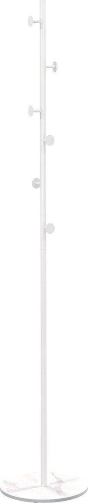 HOMCOM Cuier Vertical Autoportant cu 6 Cârlige Disc și Bază din Ardezie, Ø32x171 cm, Alb Elegant pentru Organizare | Aosom România