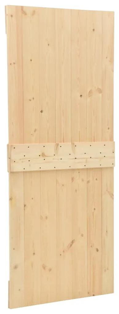Usa glisanta cu set feronerie, 100 x 210 cm, lemn masiv de pin 1, Maro, 100 x 210 cm