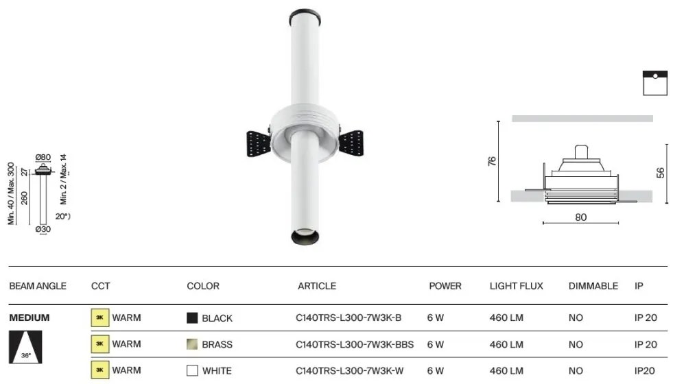 Spot LED incastrabil rotativ retractabil Focus T negru