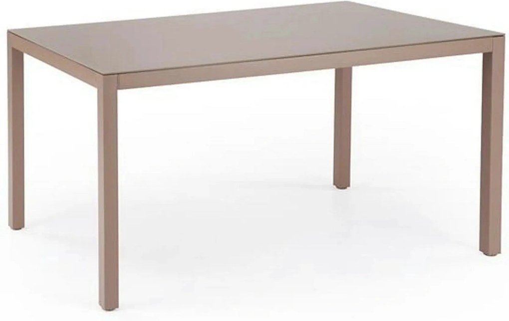 Masa gradina HOVER, bej/cappuccino, sticla/metal, 150x90x75 cm