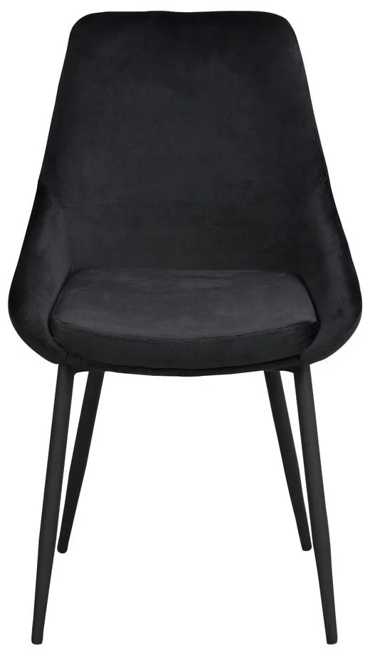 Scaune de dining negre 2 buc. din catifea Sierra - Rowico